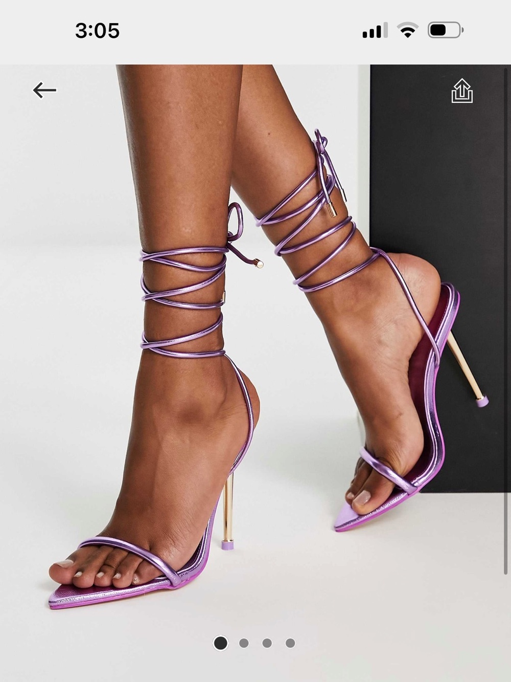 Public Desire Metallic Lavender Strappy Pointed Heels